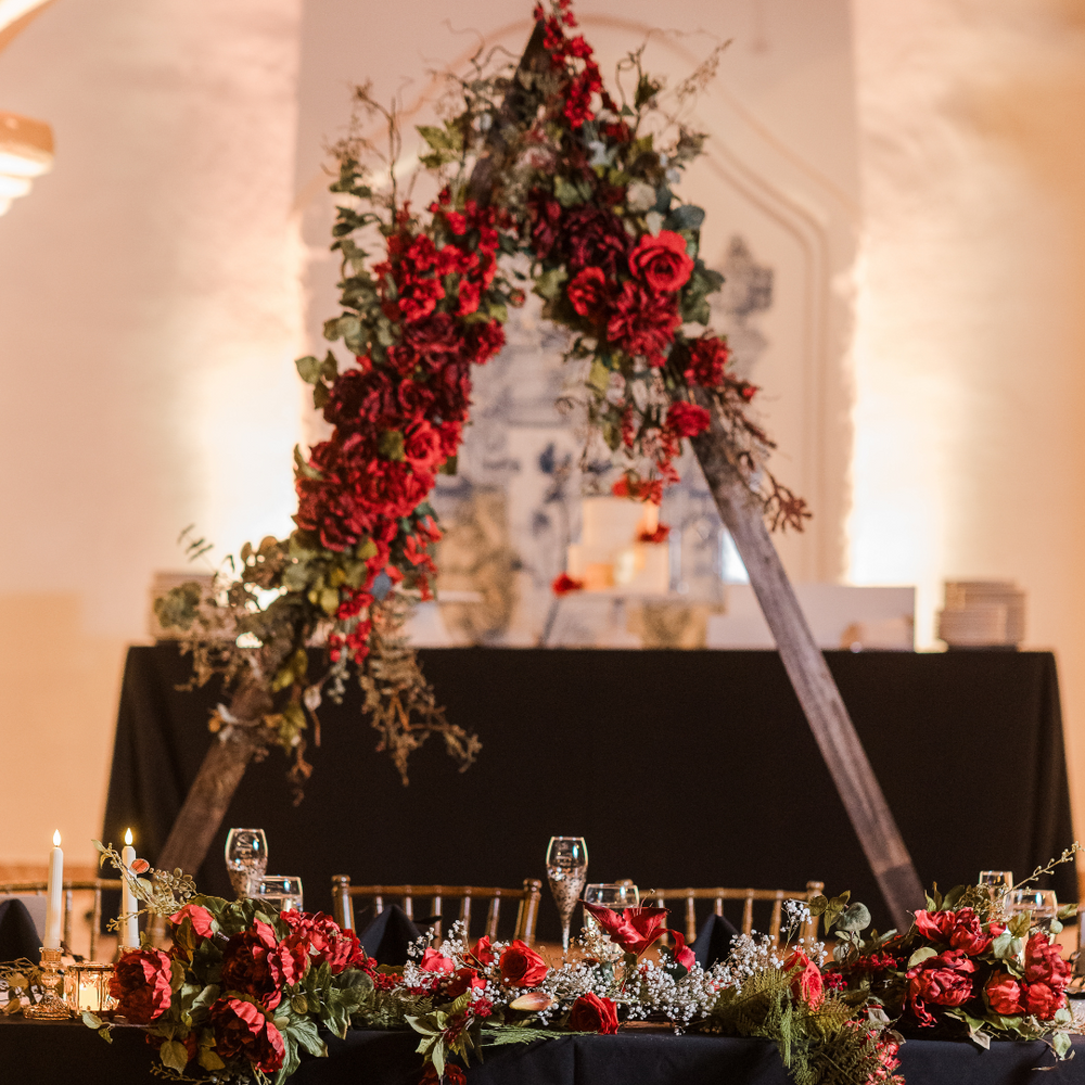 
                      
                        Rosemary's Wood Triangle Arch - Permanence Decor Rentals
                      
                    