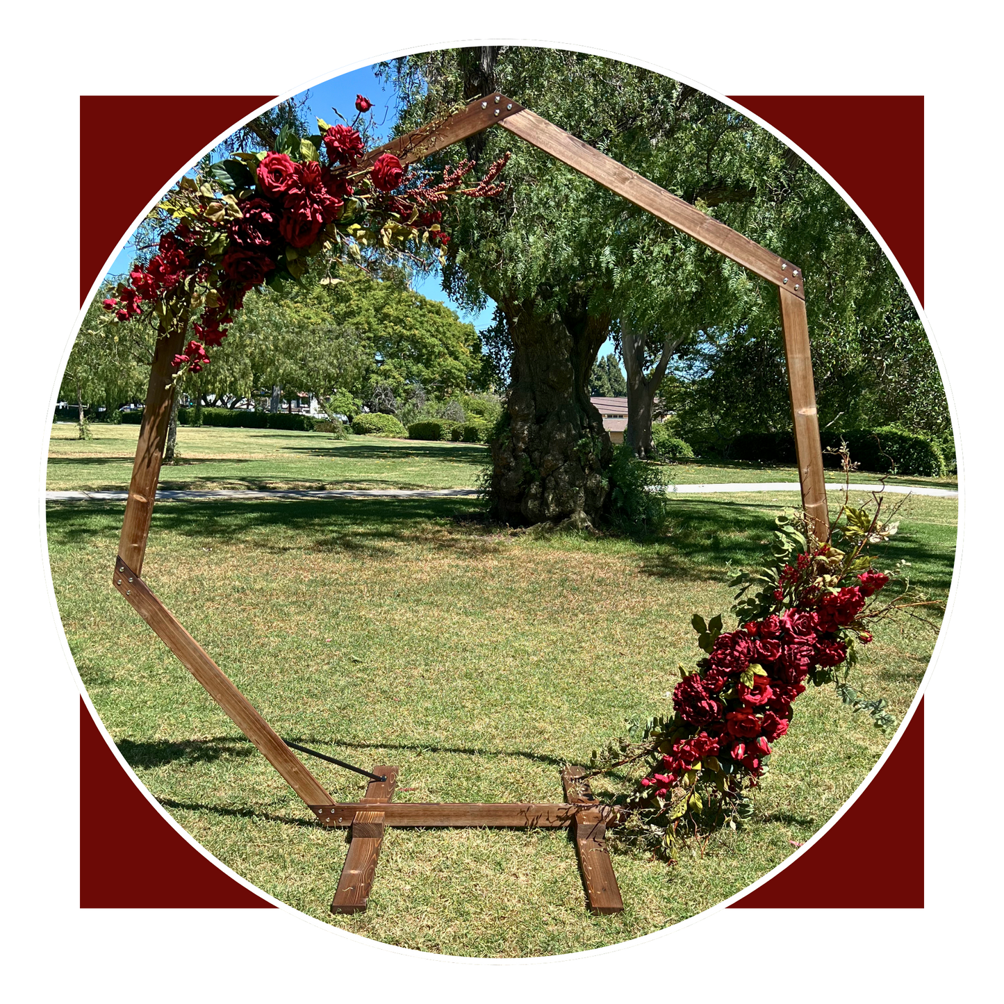 Quinn's Heptagon Floral Arch - Permanence Decor Rentals