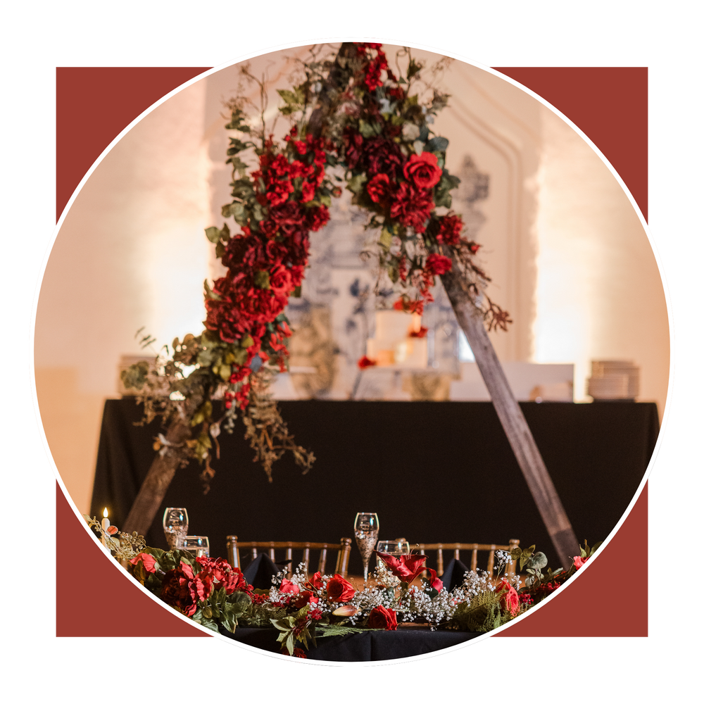 Rosemary's Wood Triangle Arch - Permanence Decor Rentals