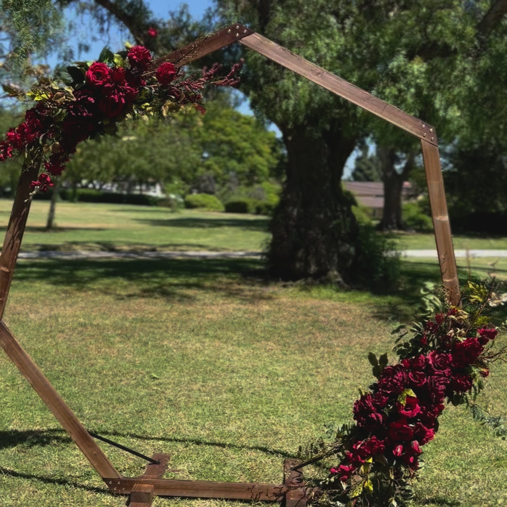 
                      
                        Load and play video in Gallery viewer, Quinn&amp;#39;s Heptagon Floral Arch
                      
                    